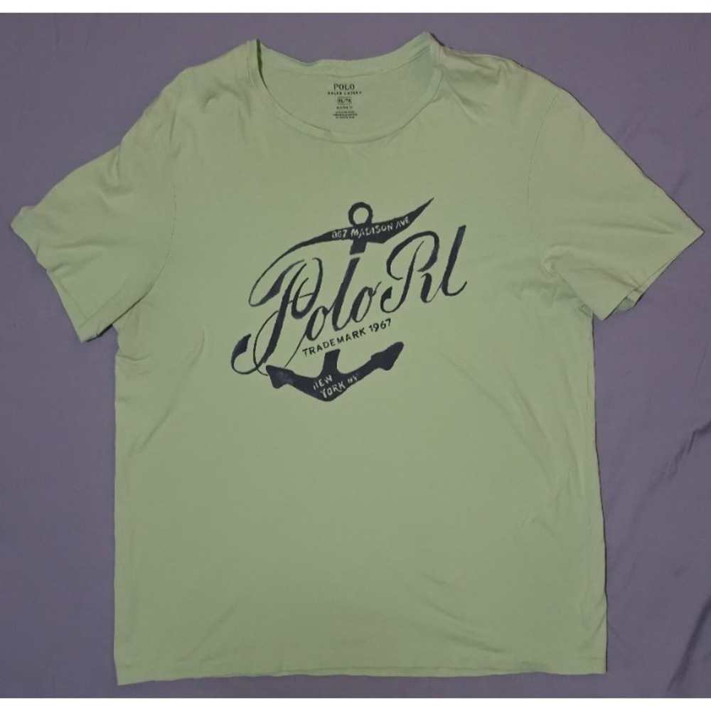 Polo Ralph Lauren Light Green Anchor T Shirt Short Sleeve‎ Men XL Crew Neck